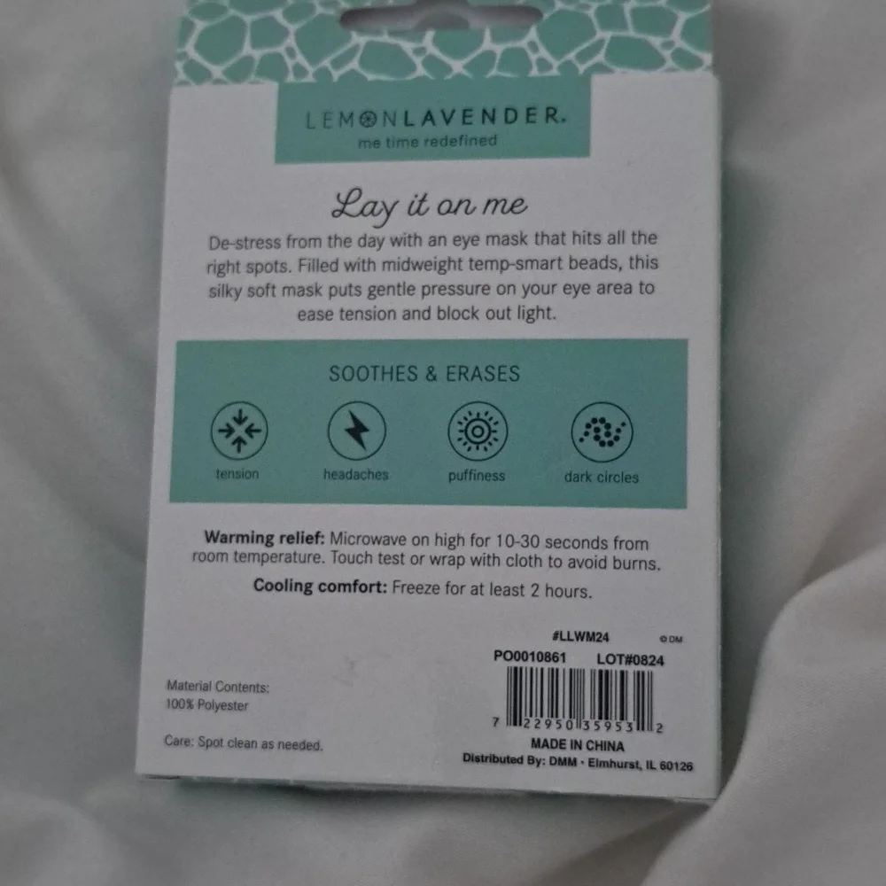 Lemon Lavender Under Pressure Weighted Eye Mask NEW